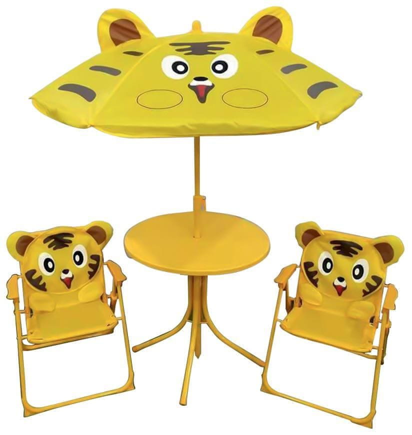 ST LEISURE EQUIPMENT Set LEQ MELISENDA Tigre, tiger, slnečník 105 cm, stôl 50 cm, 2 stoličky, detský
